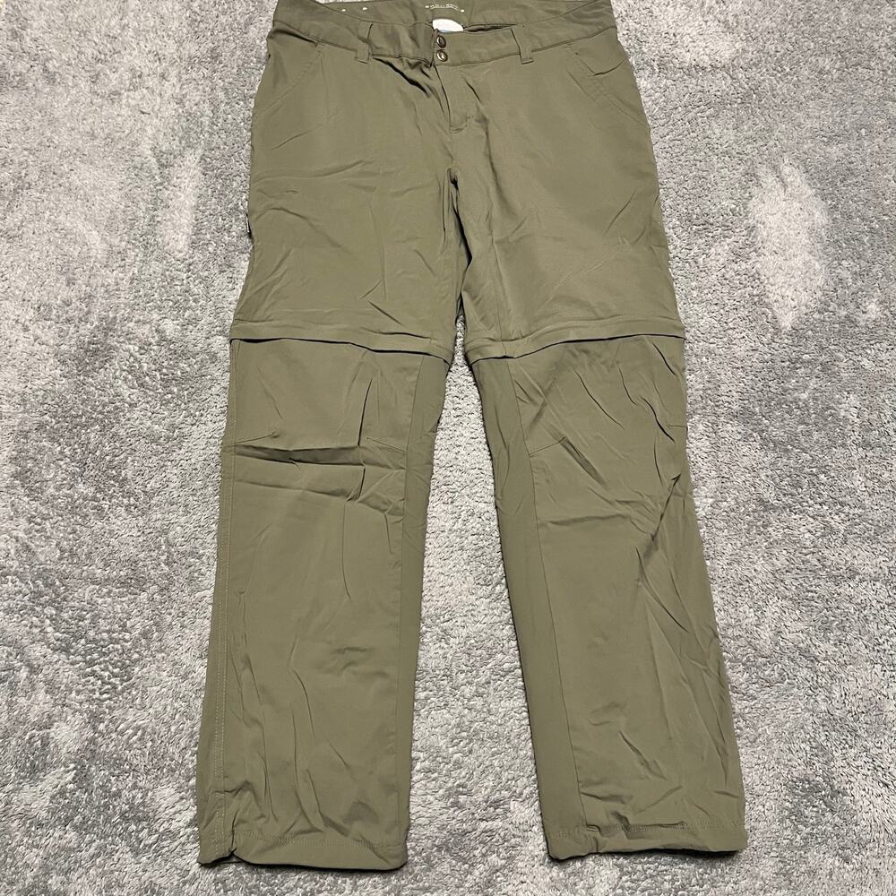 Columbia Pants Womens 16 Green Zip Off Convertible Shorts Hiking Nylon